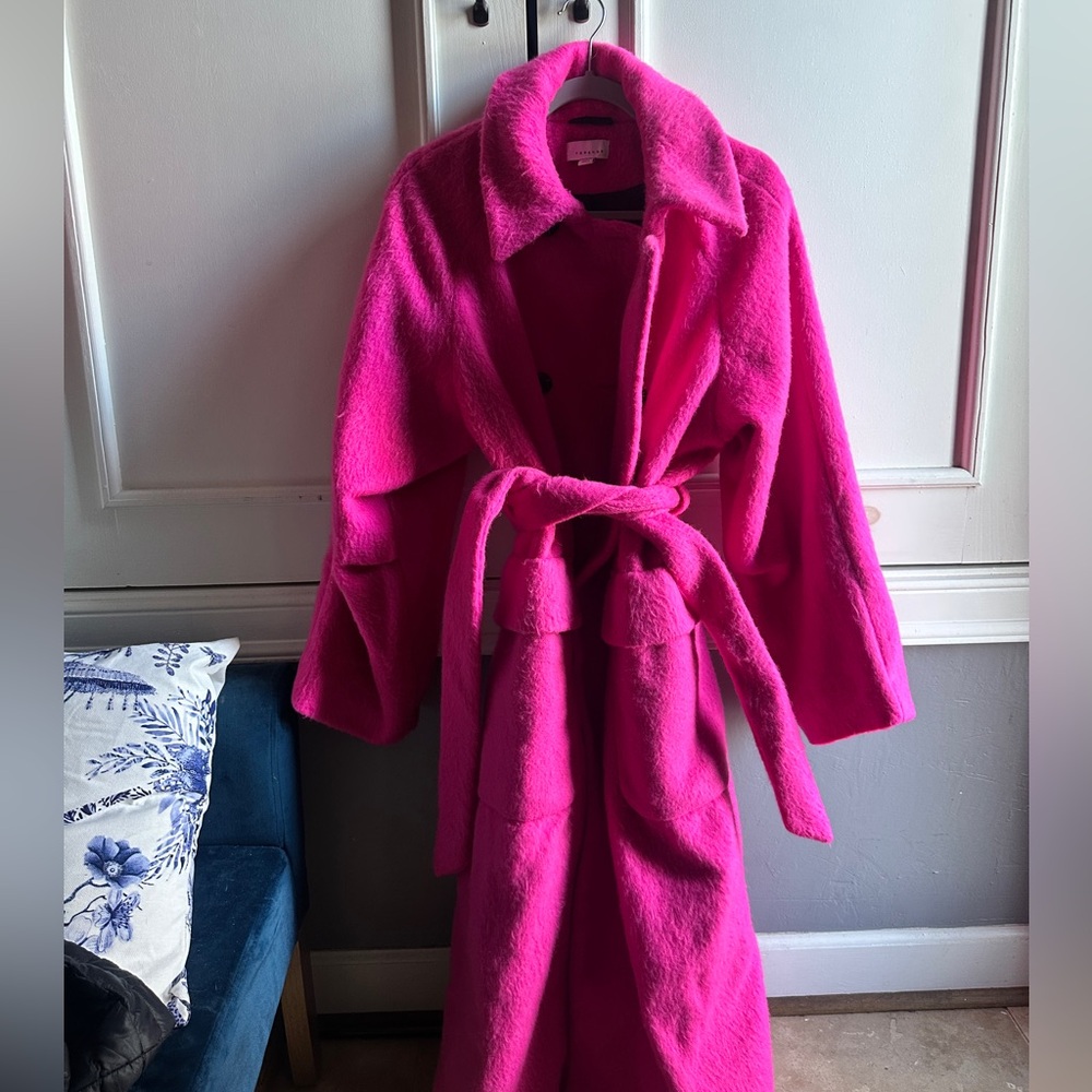 Fuchsia Long Trench Coat with Liner